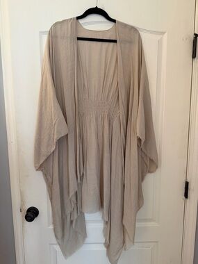 Light Beige Draped Kimono Cardigan